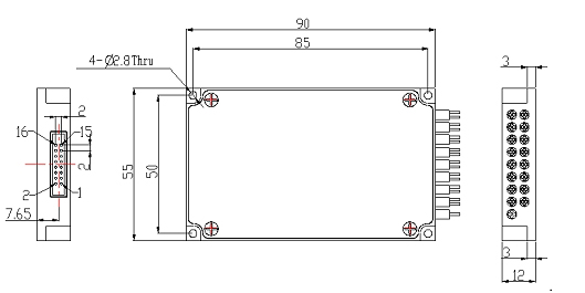 可見光 707nm光開關(guān)尺寸圖