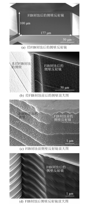 圖5：側(cè)壁反射鏡FIB刻蝕前后的SEM對比圖 - 廣西科毅光通信