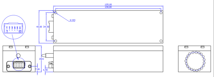OSW-1×4-Hi 980nm機械式光開關產品尺寸圖