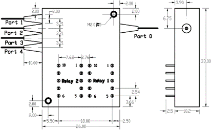 1×4保偏光開關(guān)尺寸圖 - 科毅光通信 1×4保偏光開關(guān)尺寸圖 - 科毅光通信